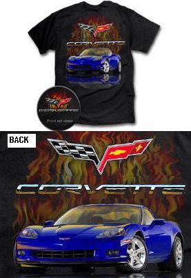 C6 Corvette T-shirt - Blue Flames